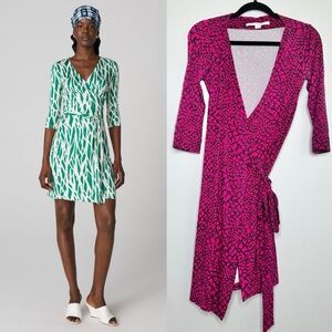 Diane Von Futstenburg New Julian Two Wrap Dress in Dotted Snake Pink